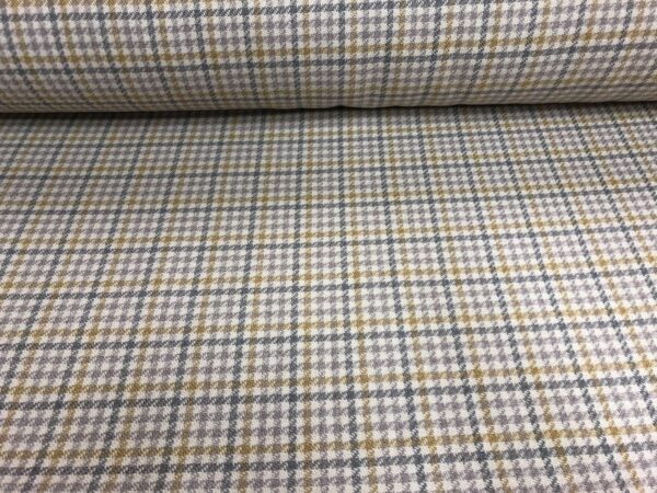 Highland Check Wool Type - SILVER GREY & YELLOW