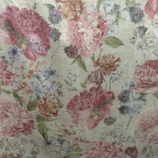 ENGLISH COUNTRY GARDEN VINTAGE PEONIES LINEN PINK
