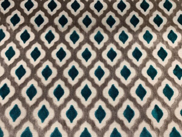 Assisi Ikat Lantern Luxury Cut Velvet - TEAL GREY - Image 4