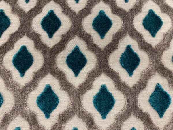 Assisi Ikat Lantern Luxury Cut Velvet - TEAL GREY