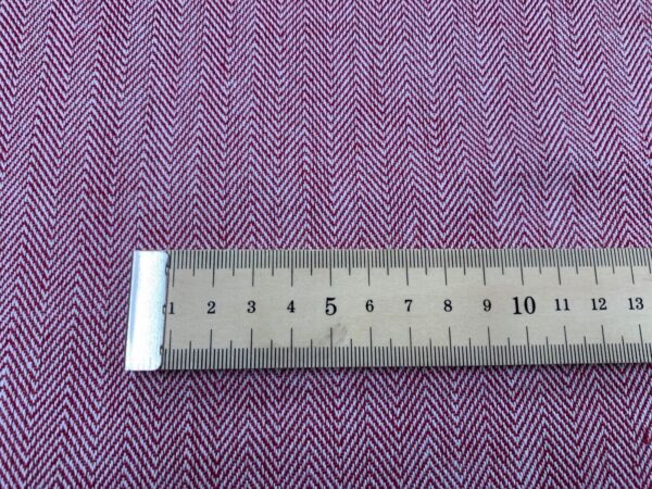 Penzance Herringbone Woven Stripe Cotton - RED - Image 6