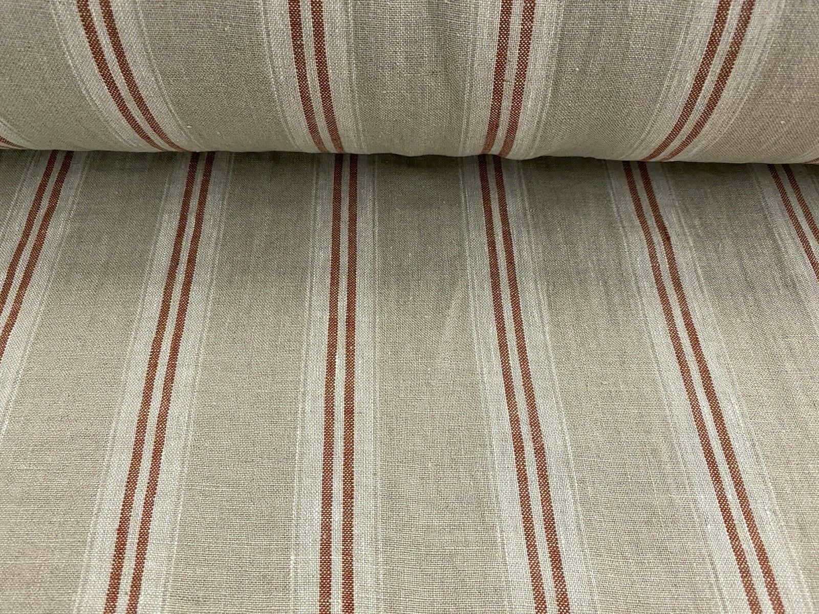 French Vintage Linen Stripe TERRACOTTA