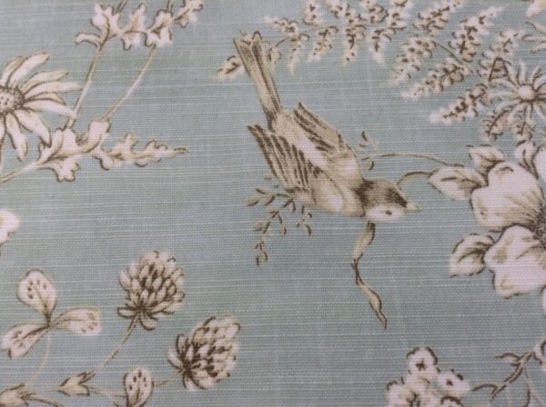 Floral Bird Toile Cotton - BLUE