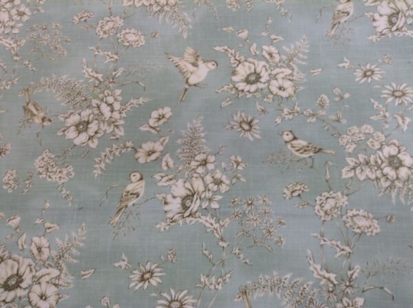 Floral Bird Toile Cotton - BLUE - Image 4