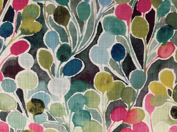 Mardi Gras Abstract Watercolour Floral Leaf Linen PINK & GREEN