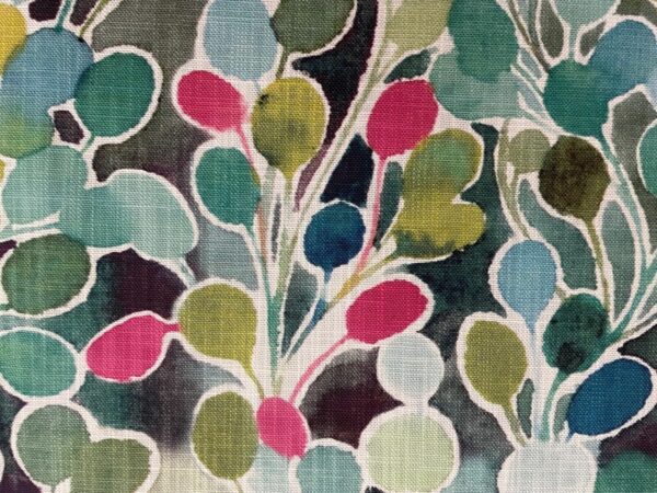 Mardi Gras Abstract Watercolour Floral Leaf Linen PINK & GREEN - Image 6