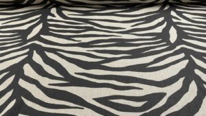 Zebra Stripe Animal Print Linen - BLACK