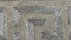 Missoula Embroidered Greek Key Linen - STONE GREY