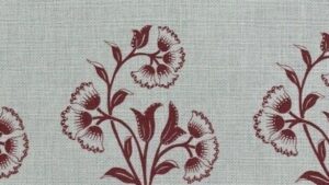 Bluebell Floral Sprig Cotton - RASPBERRY