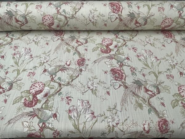 Renaissance Floral Bird Cotton - PINK - Image 3