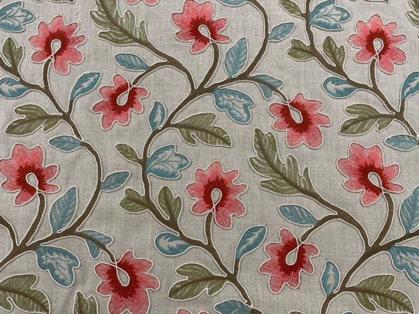 Brookland Floral Embroidered Pure Linen - ROUGE