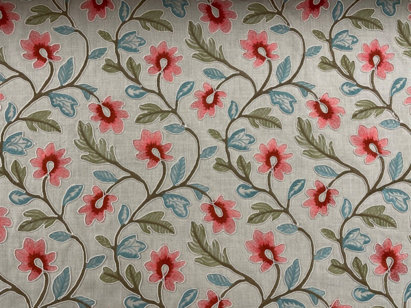 Brookland Floral Embroidered Pure Linen - ROUGE - Image 3