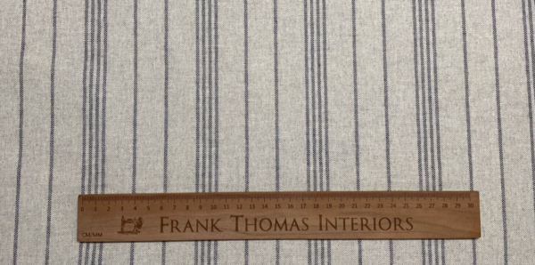 Oregon Stripe French Linen 280cm - BEIGE & NAVY - Image 2