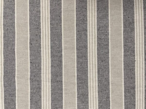 Cornell Stripe French Linen: 280cm - CHARCOAL GREY