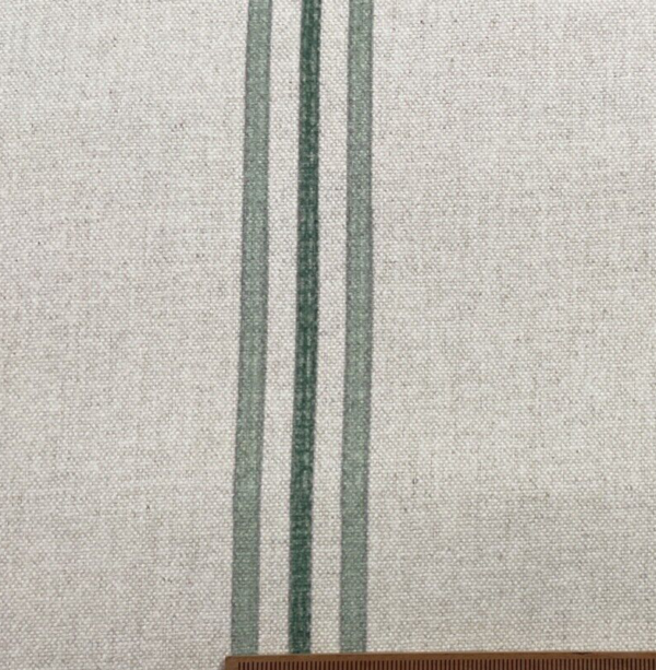 Dartmouth Stripe Brushed Linen: 280cm - GREEN - Image 5