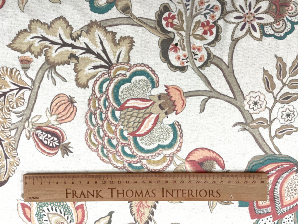 St Regais Jacobean Floral Brushed Linen: 280cm - GREY - Image 3