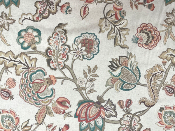 St Regais Jacobean Floral Brushed Linen: 280cm - GREY - Image 5