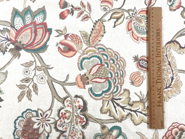 St Regais Jacobean Floral Brushed Linen: 280cm - GREY - Image 6
