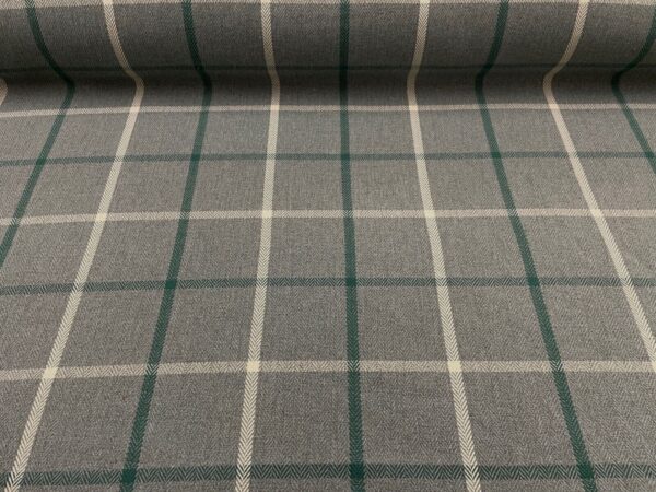 Oban Pin Check Wool Type - GREY & TEAL - Image 4