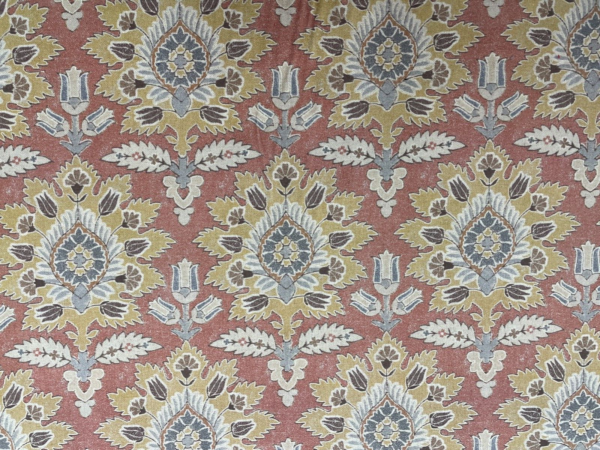 Maple Leaf Damask Vintage Linen - RUST