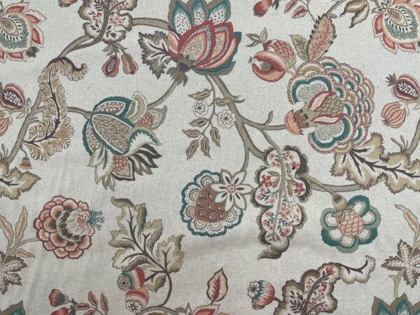 St Regais Jacobean Floral Brushed Linen: 280cm - GREY - Image 7