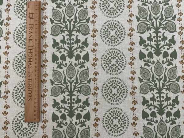 Crosby Floral Stripe Linen - GREEN & NUTMEG - Image 6