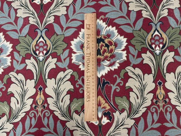 Kelmscott Arts & Crafts Large Floral Cotton - CLARET RED - Image 2