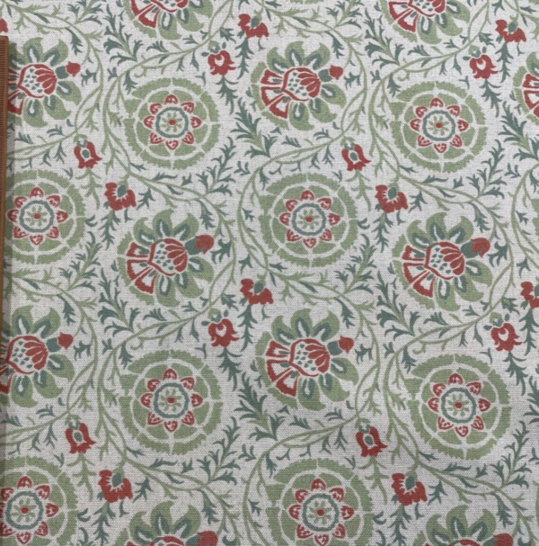 Ryde Vintage Trailing Floral Brushed Linen - APPLE GREEN - Image 3