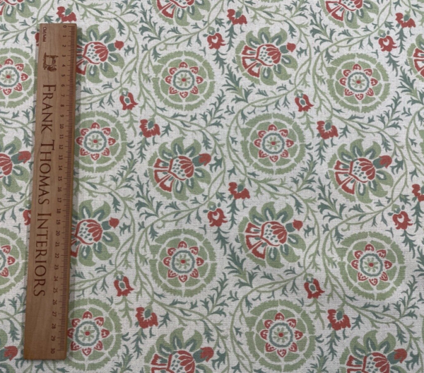 Ryde Vintage Trailing Floral Brushed Linen - APPLE GREEN - Image 7