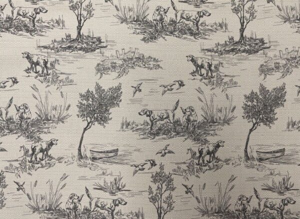 Hounds Toile Linen - CHARCOAL - Image 2